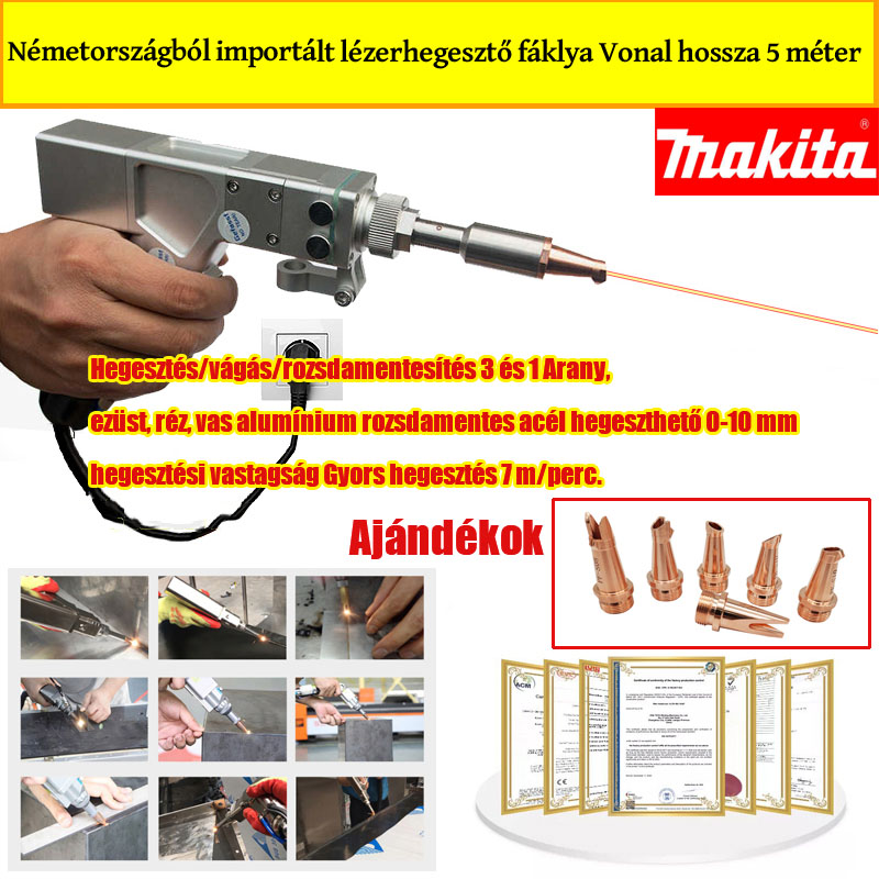 【Makita】2000W viacúčelový laserový horák (zváranie zlata/striebra/medi/železa/hliníka/nerezovej ocele) zváranie hrúbky 0-7 mm (zváranie/rezanie 2 v 1)