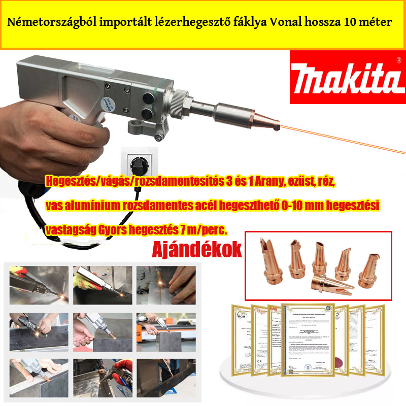 【Makita】Multifunkčný laserový horák 3000 W (zváranie zlata/striebra/mede/železa/hliníka/nerezovej ocele) zváranie s hrúbkou 0-10 mm (zváranie/rezanie/odstraňovanie skál 3 v 1)