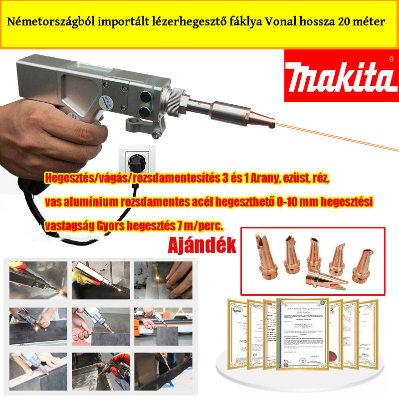 【Makita】Multifunkčný laserový horák 4000 W (zváranie zlata/striebra/mede/železa/hliníka/nerezovej ocele) hrúbka zvárania 0-20 mm (zváranie/rezanie/odstraňovanie skál 3 v 1)