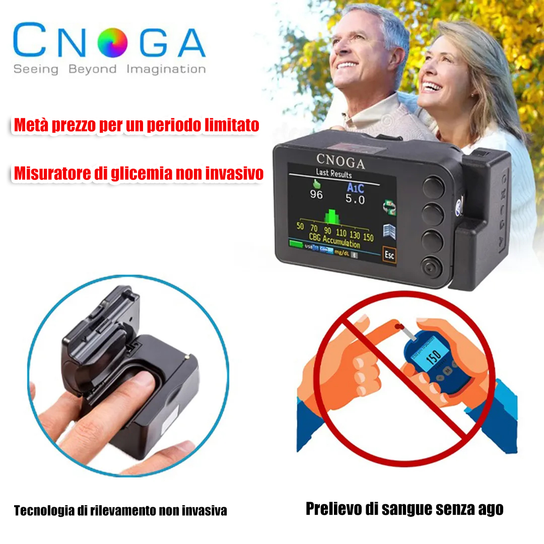 Selezione lingua italiana, rilevamento glicemia, rilevamento battito cardiaco, rilevamento temperatura corporea, registrazione dati, ampio touch screen, connessione Bluetooth